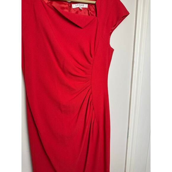 LK BENNETT POCO SALSA RED CAP SLEEVE STRETCH KNEE LENGTH DRESS SIZE 10 - Picture 3 of 10